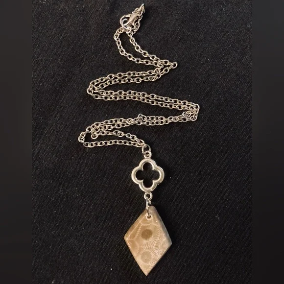 Petoskey Stone Diamond ♦️ Shaped Necklace - Picture 11 of 12